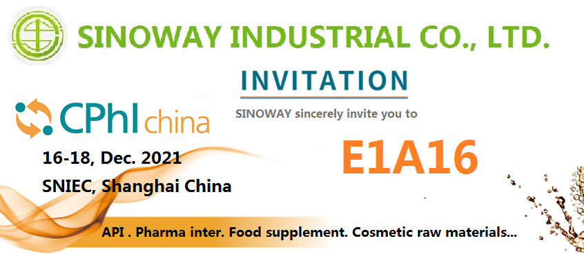 Sinoway lo invita sinceramente a visitar nuestro stand E1A16 en CPhI China 2021
